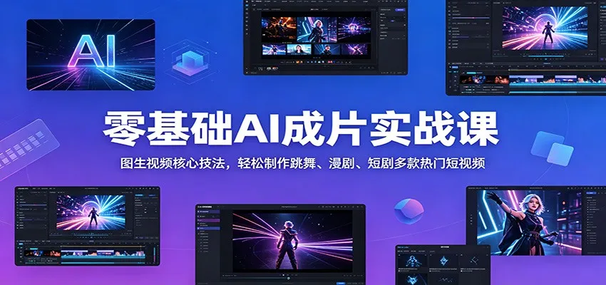 零基础AI成片实战课:图生视频核心技法,轻松制作跳舞、漫剧、短剧多款热门短视频-一起筹课网