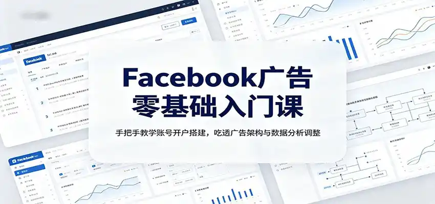 Facebook广告零基础入门课：手把手教学账号开户搭建，吃透广告架构与数据分析调整-一起筹课网