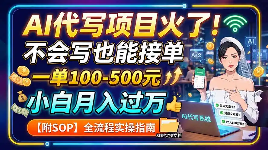 AI代写项目火了！不会写也能接单，一单100-500元，小白月入过万【附SOP】-一起筹课网