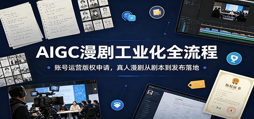 AIGC漫剧工业化全流程：账号运营版权申请，真人漫剧从剧本到发布落地-一起筹课网