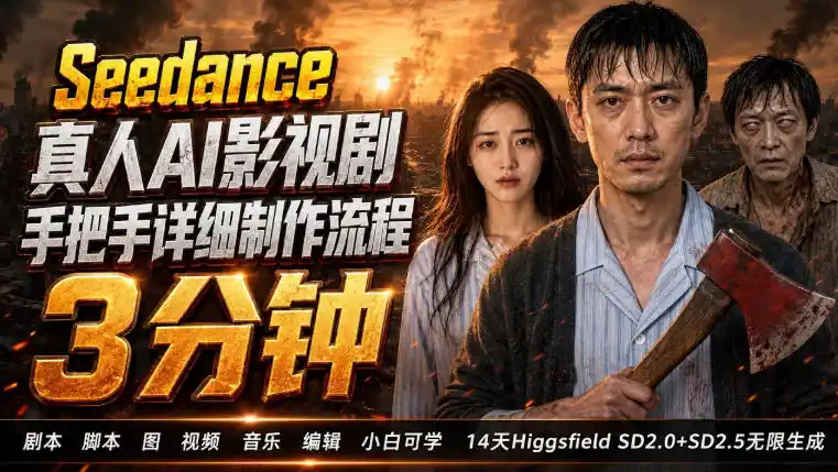 3分钟真人AI影视剧怎么做？SD 2.0手把手完整制作流程｜Higgsfield 14天SD 2.0/2.5无限生成-一起筹课网