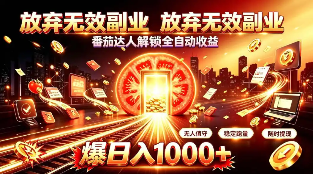 放弃无效副业，番茄达人解锁全自动收益，日入1k+，门槛最低的线上轻资产项目【揭秘】-一起筹课网