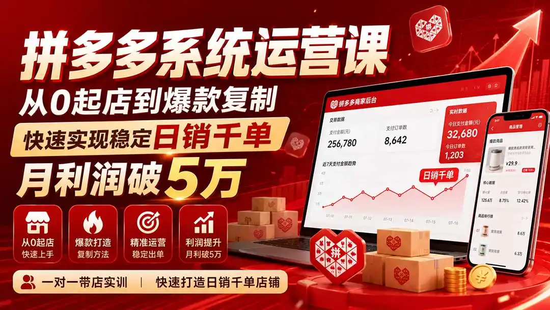 拼多多系统运营课(更新8月-一起筹课网