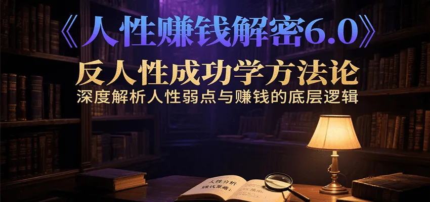 人性赚钱解密6.0，反人性成功学方法论，深度解析人性弱点与赚钱的底层逻辑-一起筹课网