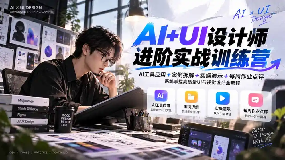 【无水印】AI+UI设计师进阶训练营-第4期:AI工具应用+案例拆解+实操演示+作业点评,掌握高质量UI与视觉设计全流程-一起筹课网