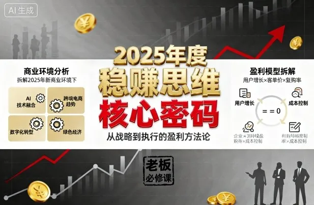 2025年度稳賺思维老板创业营,拆解2025年新商业环境下,企业实现持续盈利的核心密码-一起筹课网
