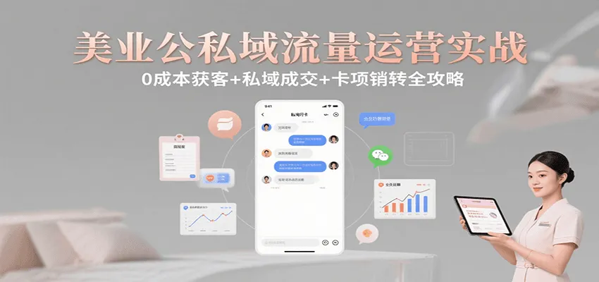 美业公私域流量运营实战:0成本获客+私域成交+卡项销转全攻略-一起筹课网