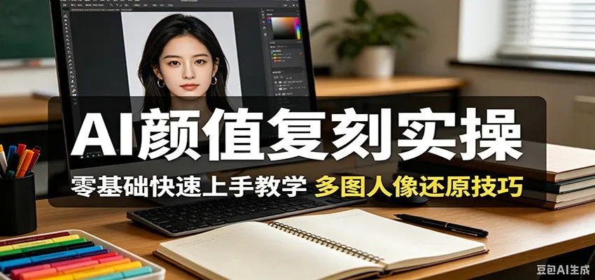 AI颜值复刻实操，零基础快速上手教学，多图人像还原技巧-一起筹课网