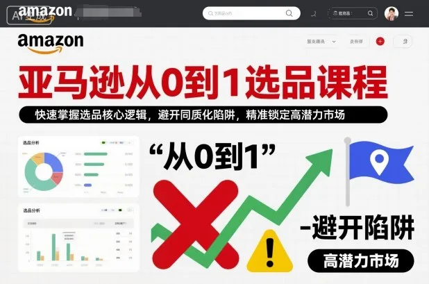 亚马逊从0到1选品课程,快速掌握选品核心逻辑,避开同质化陷阱,精准锁定高潜力市场-一起筹课网