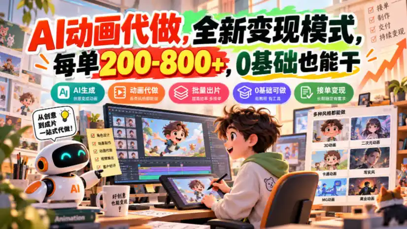 AI动画代做，全新变现模式，每单200-800+，0基础也能干【揭秘】-一起筹课网