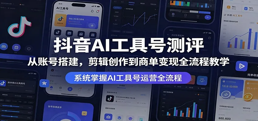 抖音AI工具号测评:从账号搭建,剪辑创作到商单变现全流程教学-一起筹课网