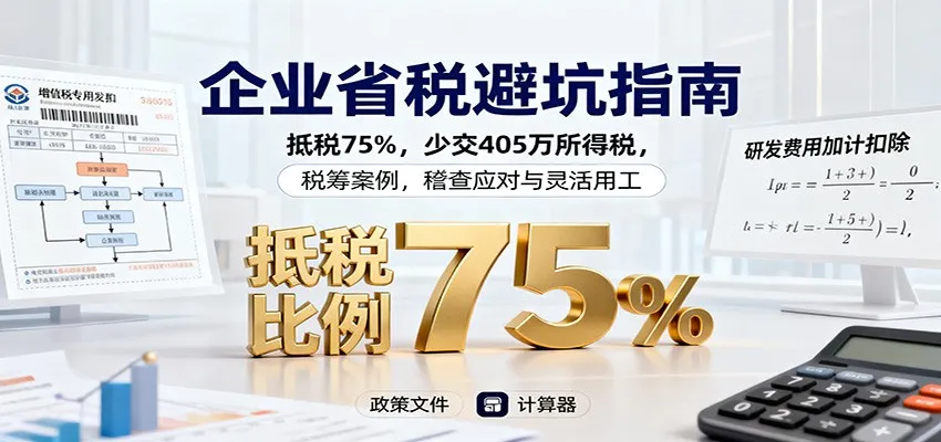 企业省税避坑指南:抵税75%,少交405万所得税,税筹案例,稽查应对与灵活用工-一起筹课网