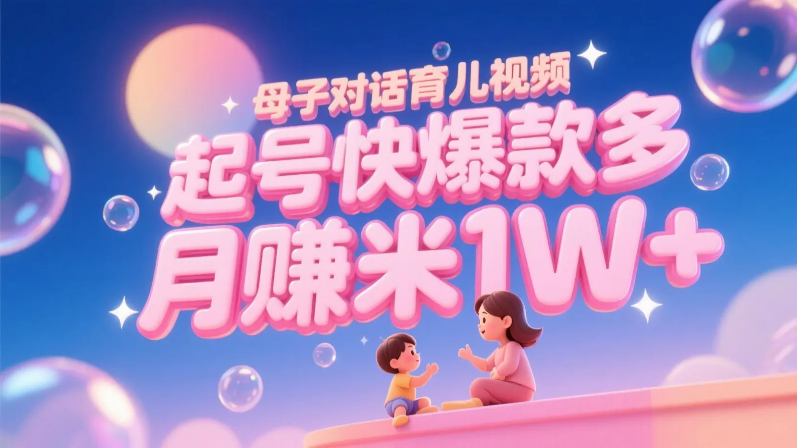 AI生成母子对话育儿类视频，起号快爆款多，小白宝妈轻松学，多渠道变现，月赚米1W+-一起筹课网