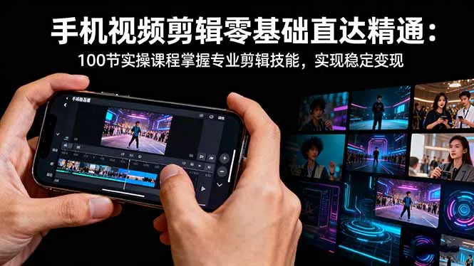 手机视频剪辑零基础直达精通:100节实操课程掌握专业剪辑技能,实现稳…-一起筹课网