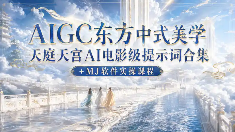 AIGC东方中式美学天庭天宫AI电影级提示词合集+MJ软件实操课程-一起筹课网