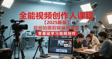全能视频创作人课程【2025新版】视频拍摄剪辑编导运营，零基础学习视频创作(更新)-一起筹课网