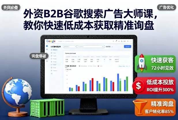 外资B2B谷歌搜索广告大师课,教你快速低成本获取精准询盘-一起筹课网
