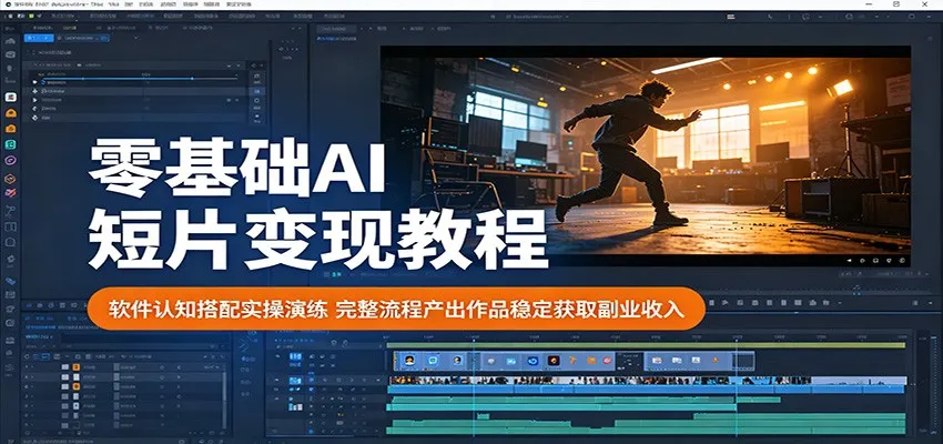 零基础AI短片变现教程：软件认知搭配实操演练，完整流程产出作品稳定获取副业收入-一起筹课网