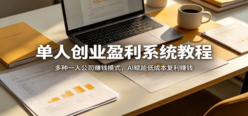 单人创业盈利系统教程:多种一人公司赚钱模式,AI赋能低成本复利赚钱-一起筹课网