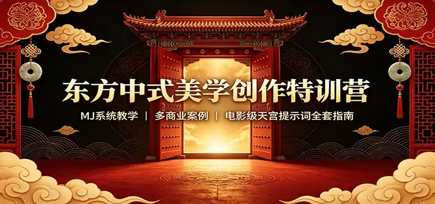 东方中式美学创作特训营:MJ系统教学,多商业案例,电影级天宫提示词全套指南-一起筹课网