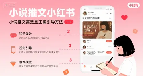 小说推文小红书高转化引导方法实操课，小说推文高效且正确引导方法-一起筹课网