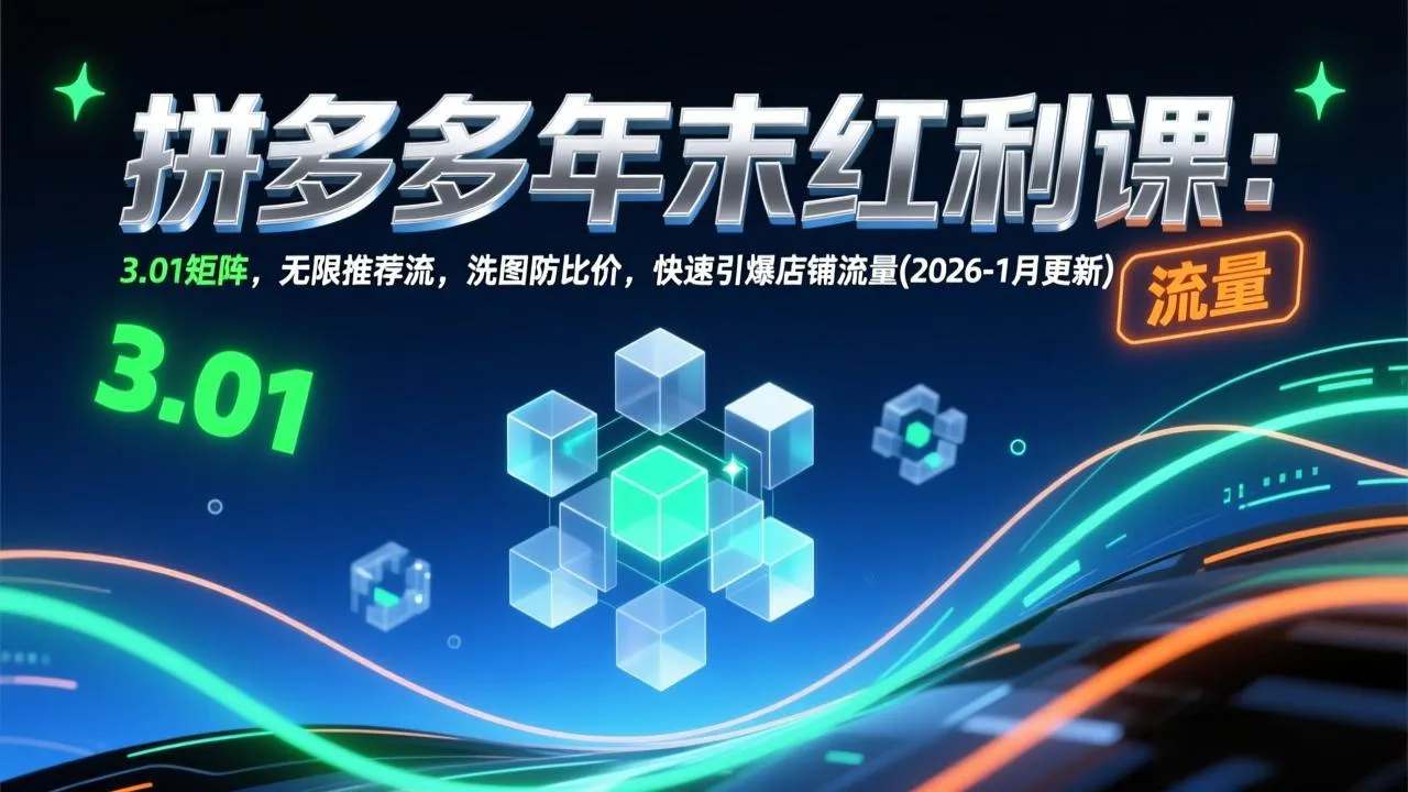 拼多多年末红利课：3.01矩阵，无限推荐流，洗图防比价，快速引爆店铺流量(2026-1月更新-一起筹课网