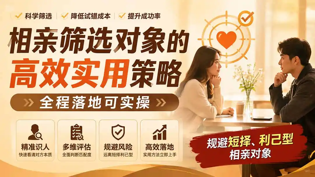 付费文章：相亲筛选对象的高效实用策略，全程落地可实操，规避短择、利己型相亲对象-一起筹课网