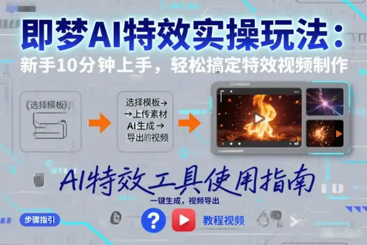 即梦AI特效实操玩法:新手10分钟上手,轻松搞定特效视频制作-一起筹课网