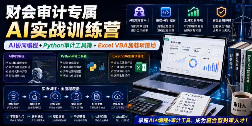 财会审计专属AI实战训练营｜AI协同编程+Python审计工具箱+Excel VBA加载项落地(更新0816)-一起筹课网