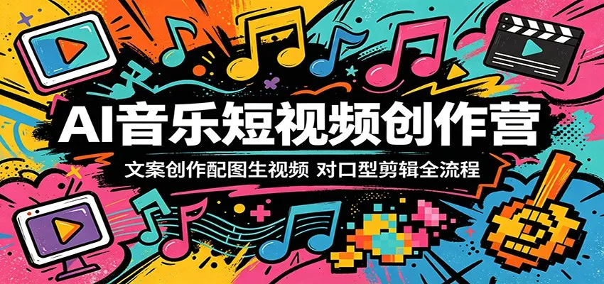 AI音乐短视频创作营:文案创作配图生视频,对口型剪辑全流程-一起筹课网