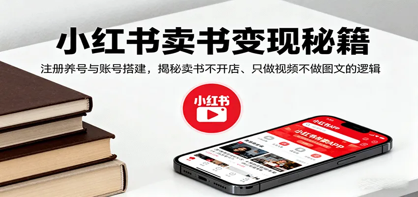 小红书卖书变现秘籍,注册养号与账号搭建,揭秘卖书不开店、只做视频不做图文的逻辑-一起筹课网