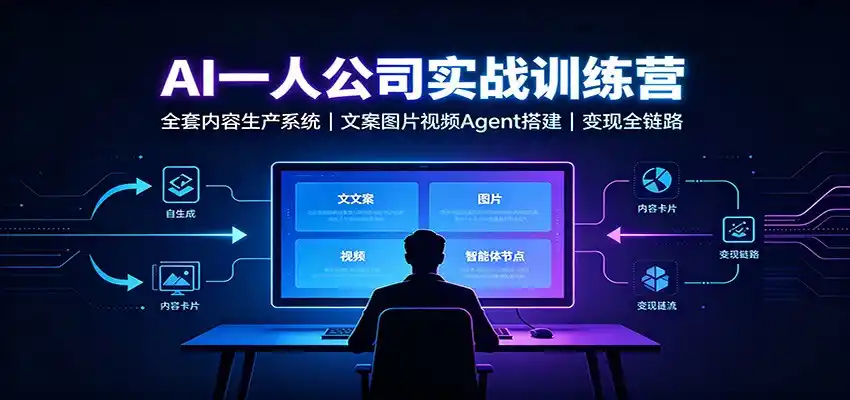 AI创作一人公司实战训练营：全套内容生产系统，文案图片视频Agent搭建变现全链路-一起筹课网