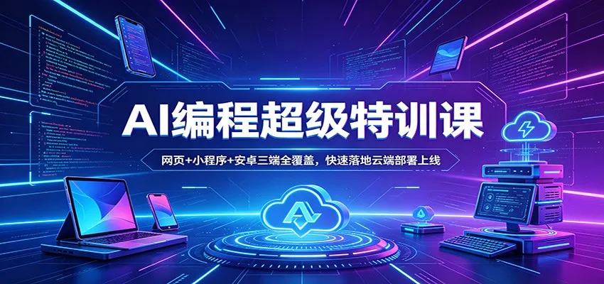 AI编程超级特训课：网页+小程序+安卓三端全覆盖，快速落地云端部署上线-一起筹课网