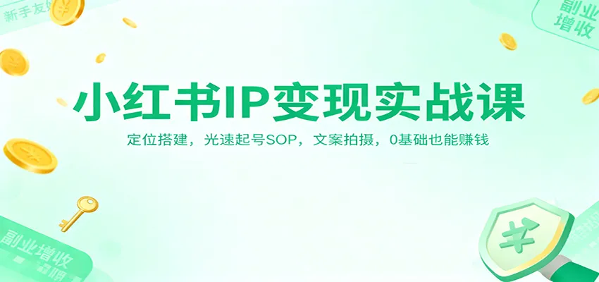 小红书IP变现实战课：定位搭建，光速起号SOP，文案拍摄，0基础也能赚钱-一起筹课网