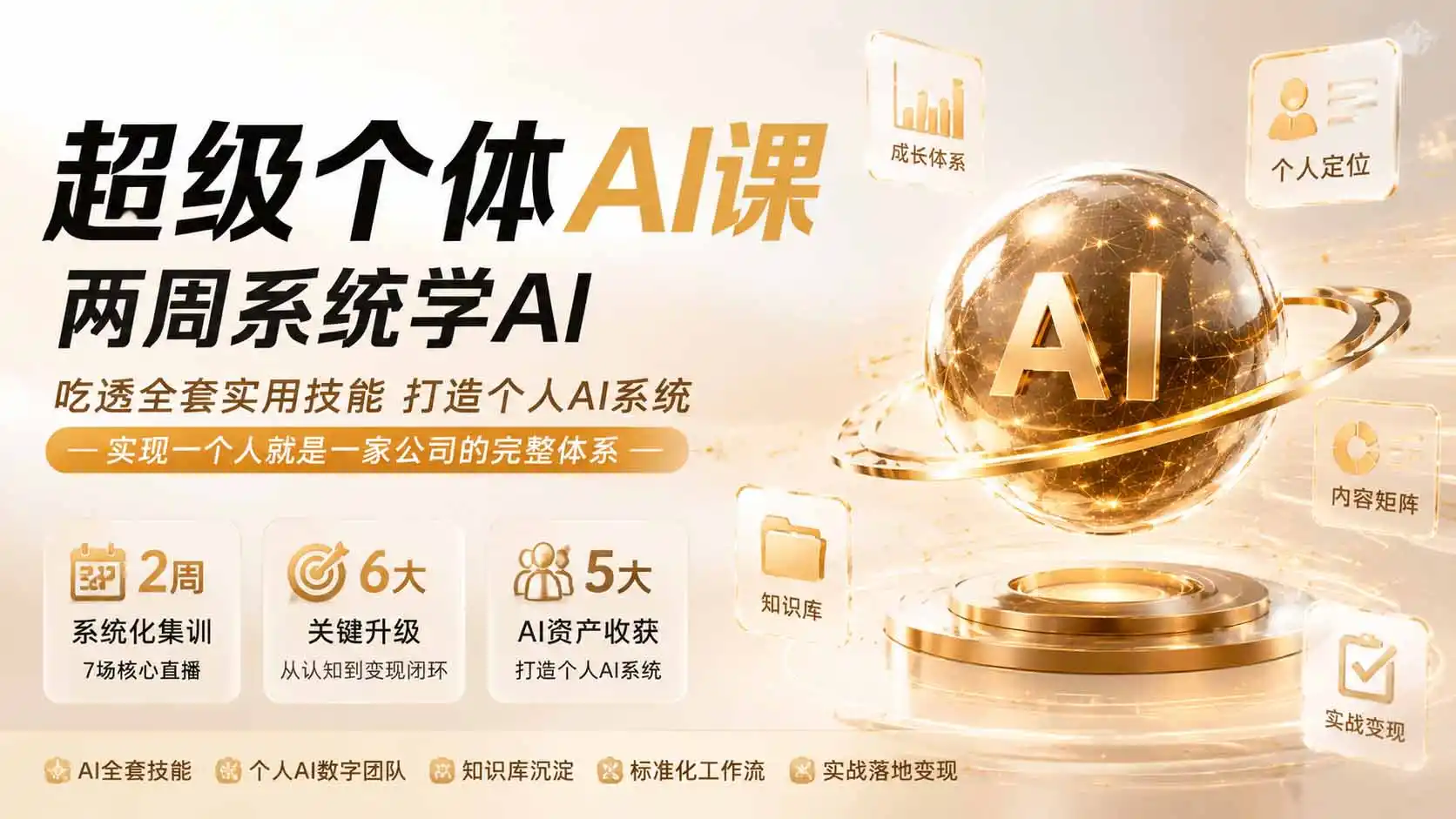 超级个体AI课 两周系统学AI；吃透全套实用技能打造个人AI系统，实现一个人就是一家公司的完整体系(更新0823-一起筹课网