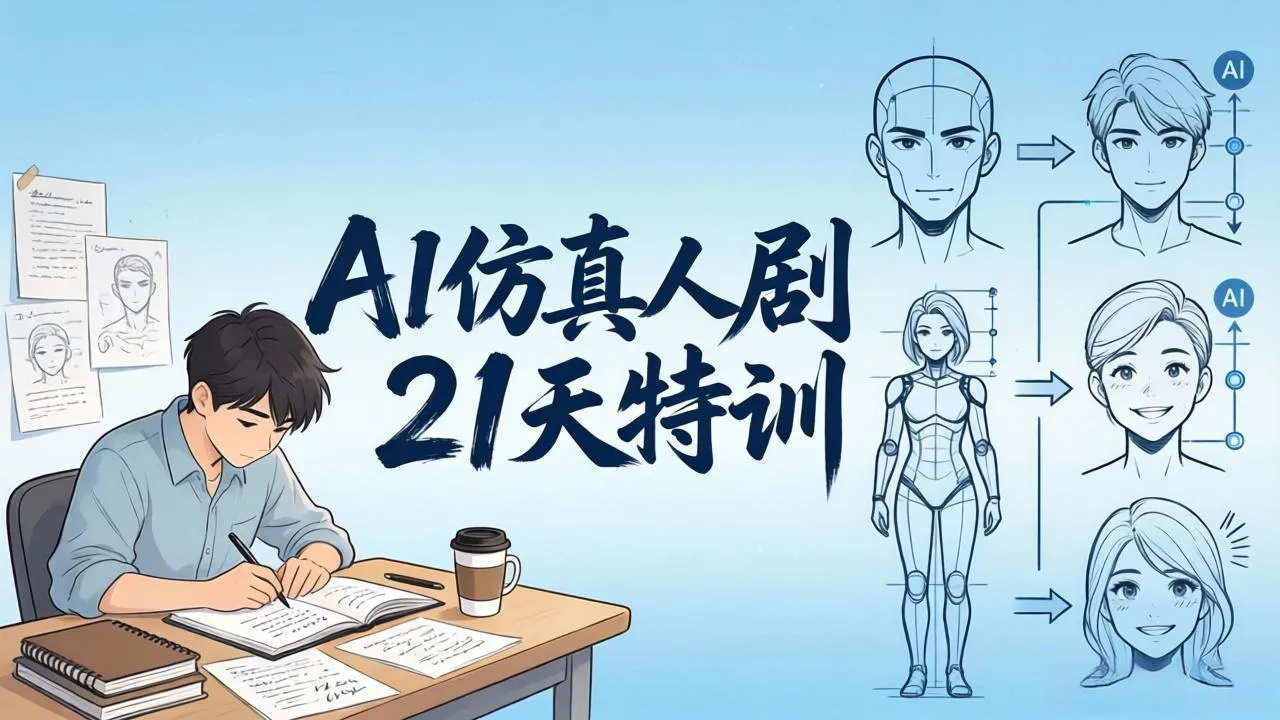 AI仿真人剧21天特训-更新：从剧本到成片全流程实战，掌握角色一致性与变现方法-一起筹课网