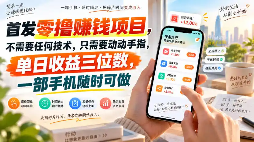 首发零撸賺钱项目，不需要任何技术，只需要动动手指，单日收益三位数，一部手机随时可做【揭秘】-一起筹课网