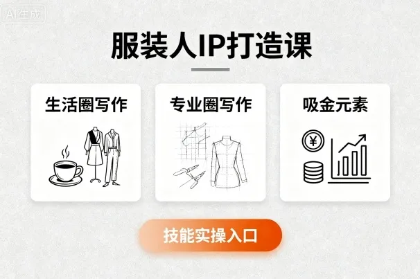 服装人IP打造课，文案创富+生活圈写作+专业圈写作+服装人专属+吸金元素+技能实操-一起筹课网