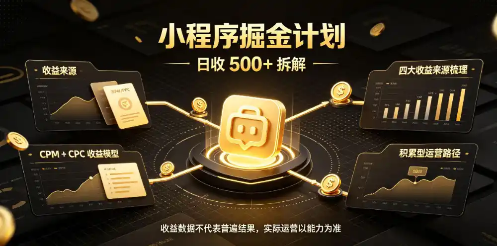 小程序推广计划,日收500+,腾讯官方打款,客户留存率高,收益长期稳定【揭秘】-一起筹课网