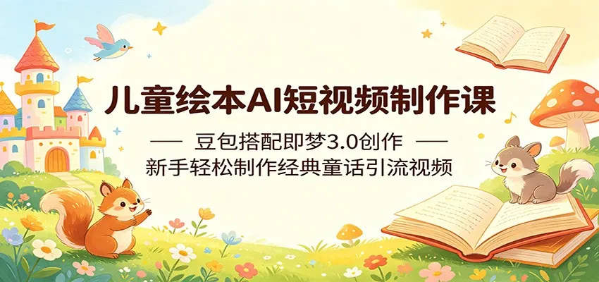 儿童绘本AI短视频制作课:豆包搭配即梦3.0创作,新手轻松制作经典童话引流视频-一起筹课网