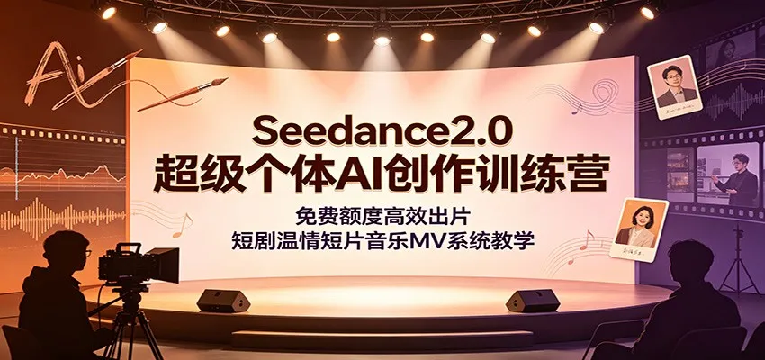 Seedance2.0超级个体AI创作训练营:免费额度高效出片,短剧温情短片音乐MV系统教学-一起筹课网