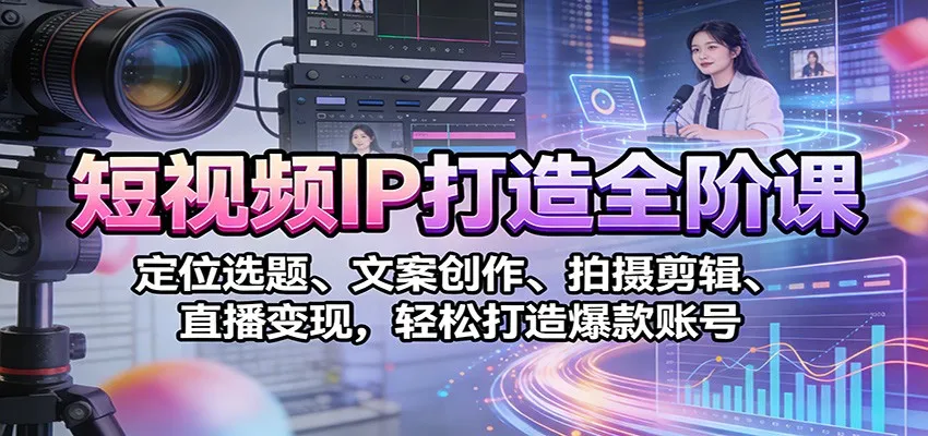 短视频IP打造全阶课:定位选题、文案创作、拍摄剪辑、直播变现,轻松打造爆款账号-一起筹课网
