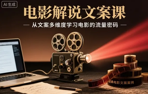 电影解说文案课，从文案多维度学习电影的流量密码-一起筹课网