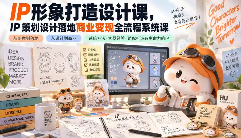 IP形象打造设计课，IP策划设计落地商业变现全流程系统课-一起筹课网