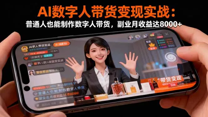 AI数字人带货变现实战:普通人也能制作数字人带货,副业月收益达8000+-一起筹课网