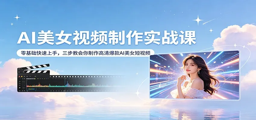 AI美女视频制作实战课：零基础快速上手，三步教会你制作高清爆款AI美女短视频-一起筹课网