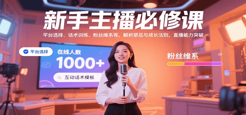 新手主播必修课：平台选择、话术训练、粉丝维系等，解析禁忌与成长法则，突破直播能力-一起筹课网