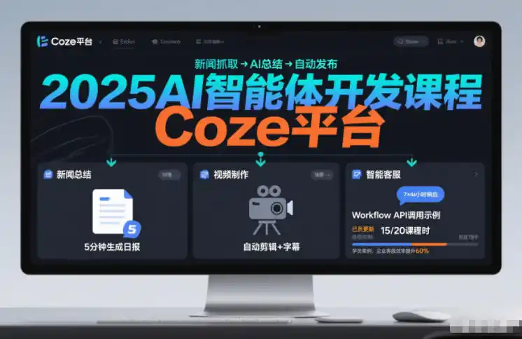 2025AI智能体开发课程,系统掌握Coze平台,亲手搭建新闻总结、视频制作、智能客服等自动化工作流-一起筹课网