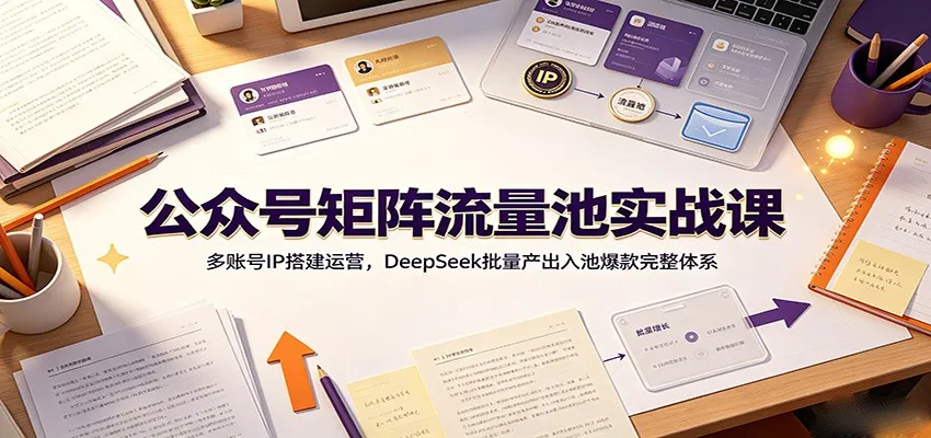 公众号矩阵流量池实战课：多账号IP搭建运营，DeepSeek批量产出入池爆款完整体系-一起筹课网