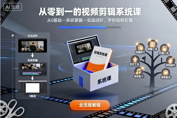 从零到一的视频剪辑系统课,从0基础--系统掌握--实战进阶,学拍视频剪辑